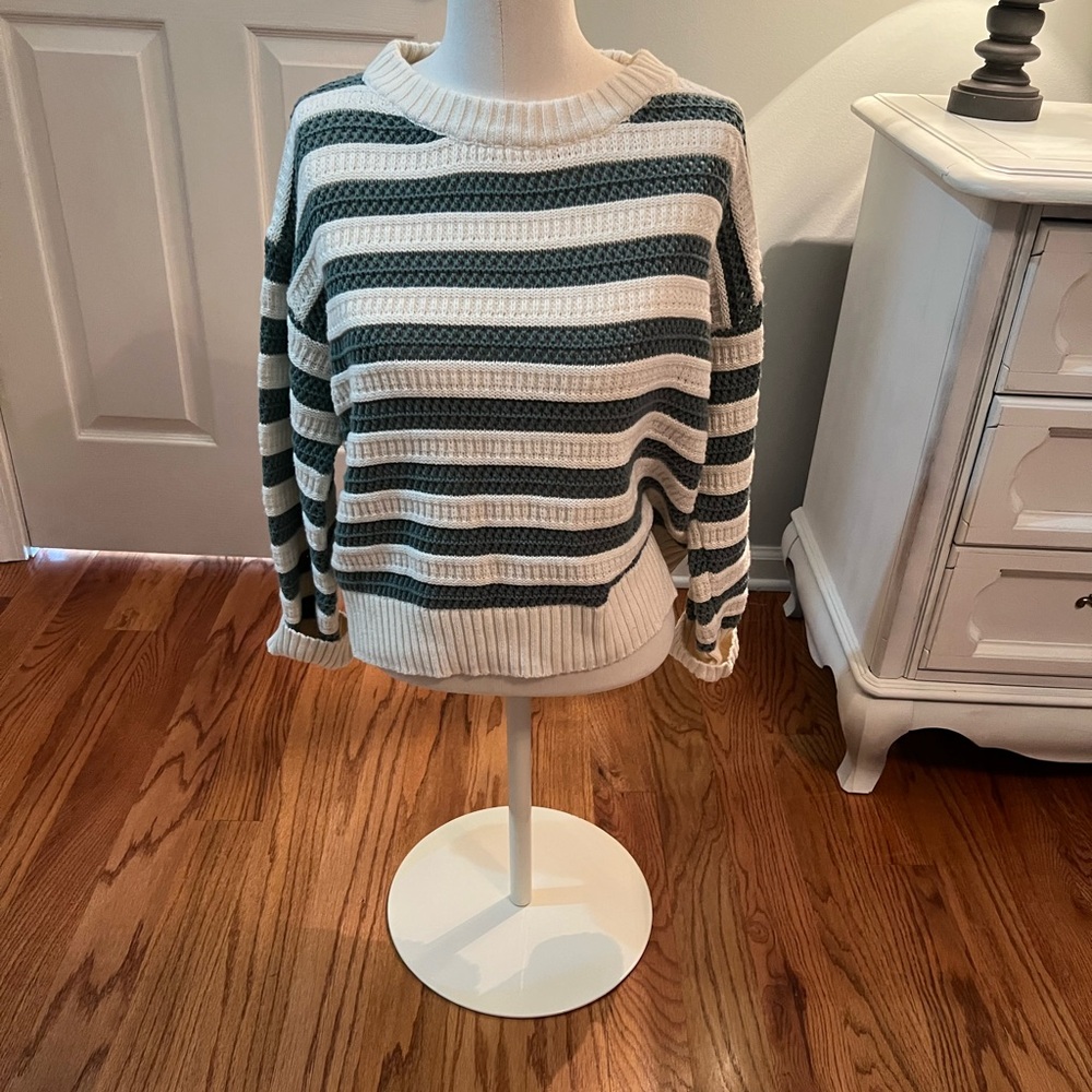 Wishlist Striped Sweater - Green and White